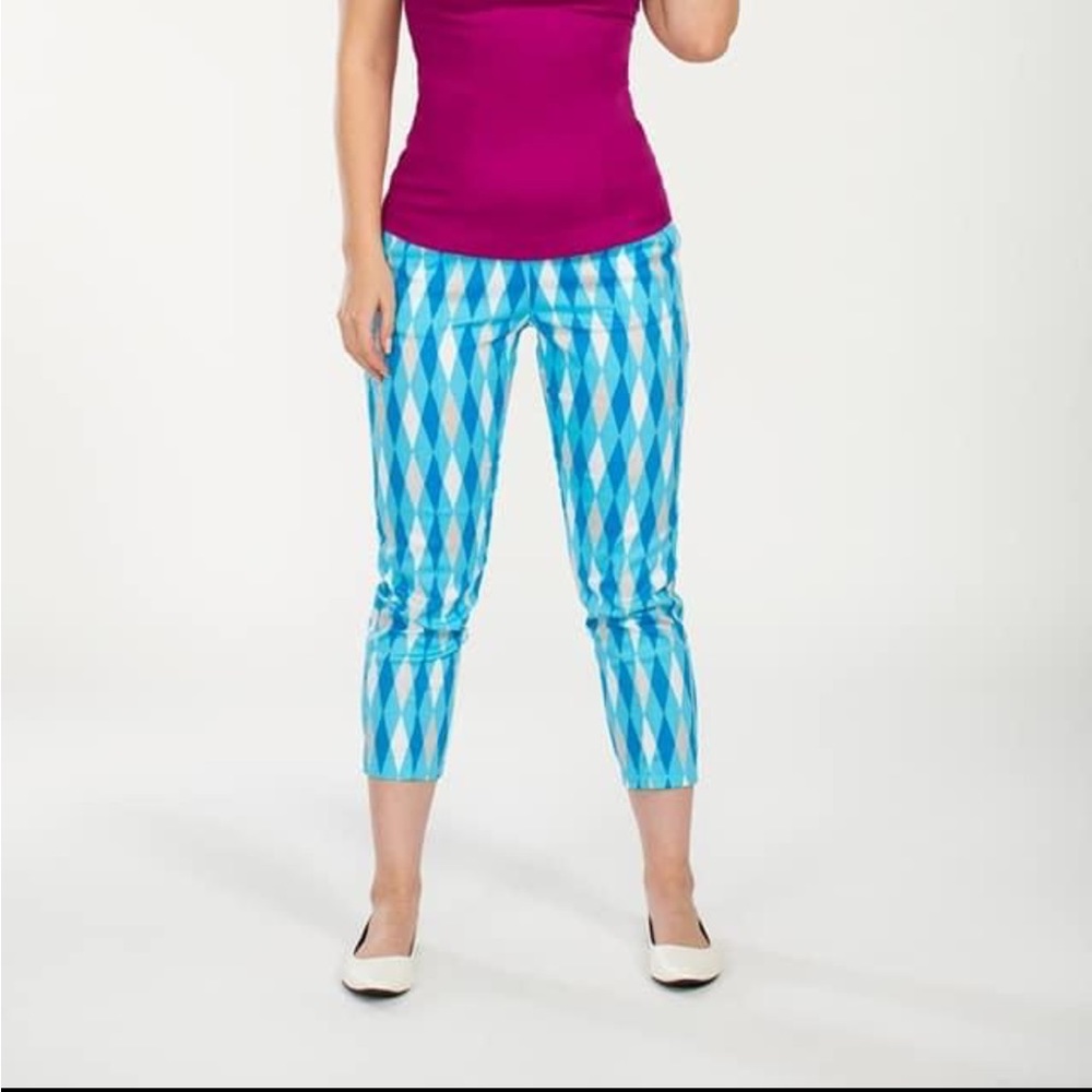 Laura Byrnes Harlequin Ice Blue Trousers MEDIUM